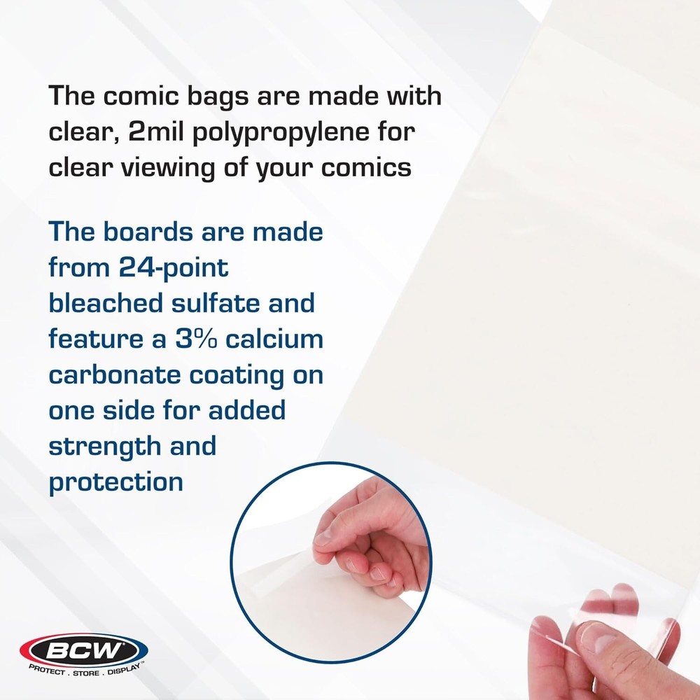 BCW Silver Age Comic Bags and Boards Combo (100 Ct) | 100 Silver Comic Backing B