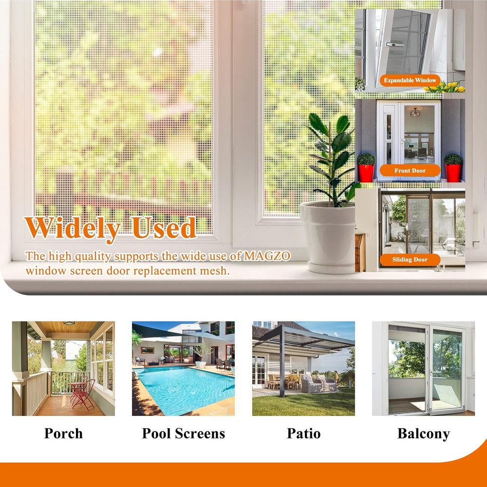 2PACK Window&Door Screen Replacement Mesh, 48" W X 99" L, Upgraded Polyester Sc