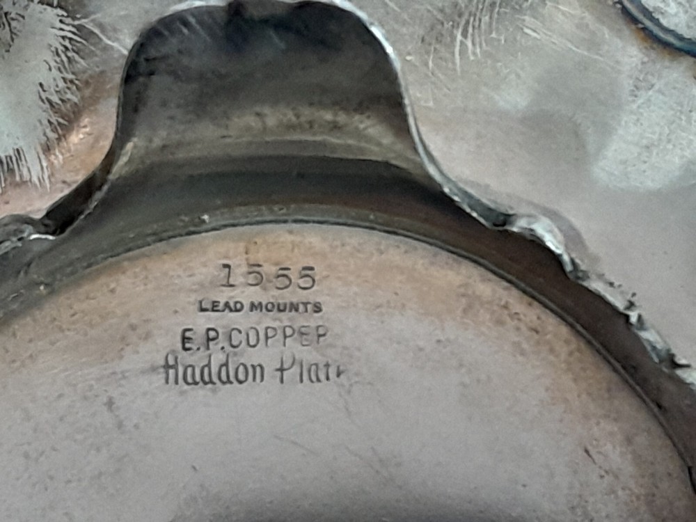Vintage Haddon Pedestal Silverplate EP Electro Plate Copper Trinket Candy Dish