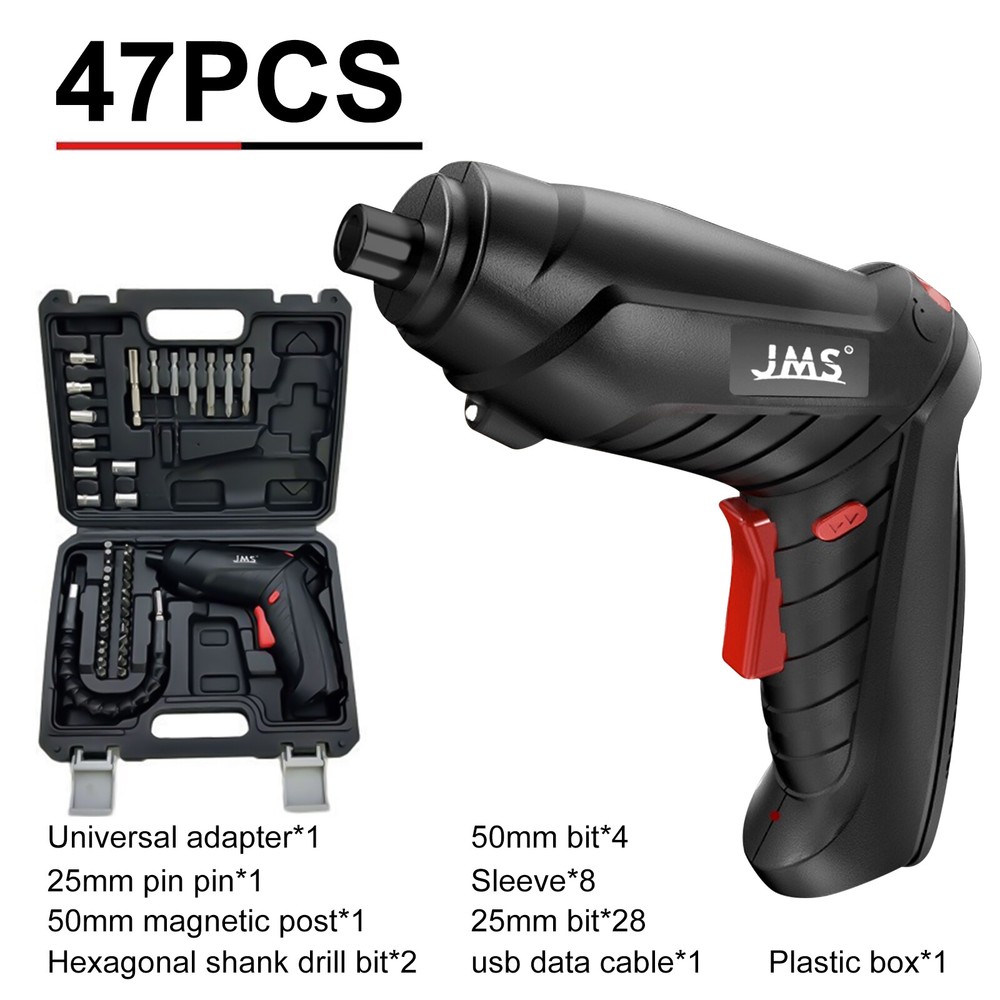 47pcs Electric Screwdriver Kit, Cordless Impact Drill Tool Screwdriver Bits Set
