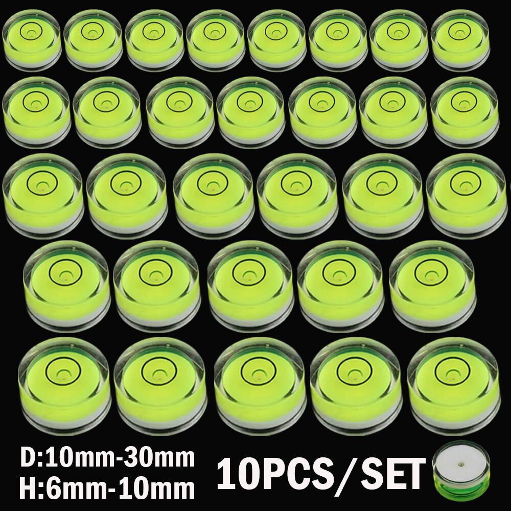 10 x Precision Circular Mini Spirit Level Set Meter Bubble Horizontal Ruler Tool