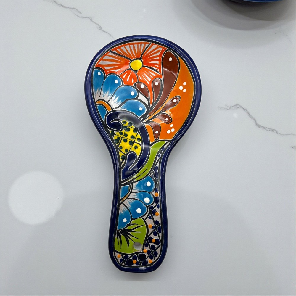 Hand-Painted Talavera Spoon Rest | Mexican Ceramic Art