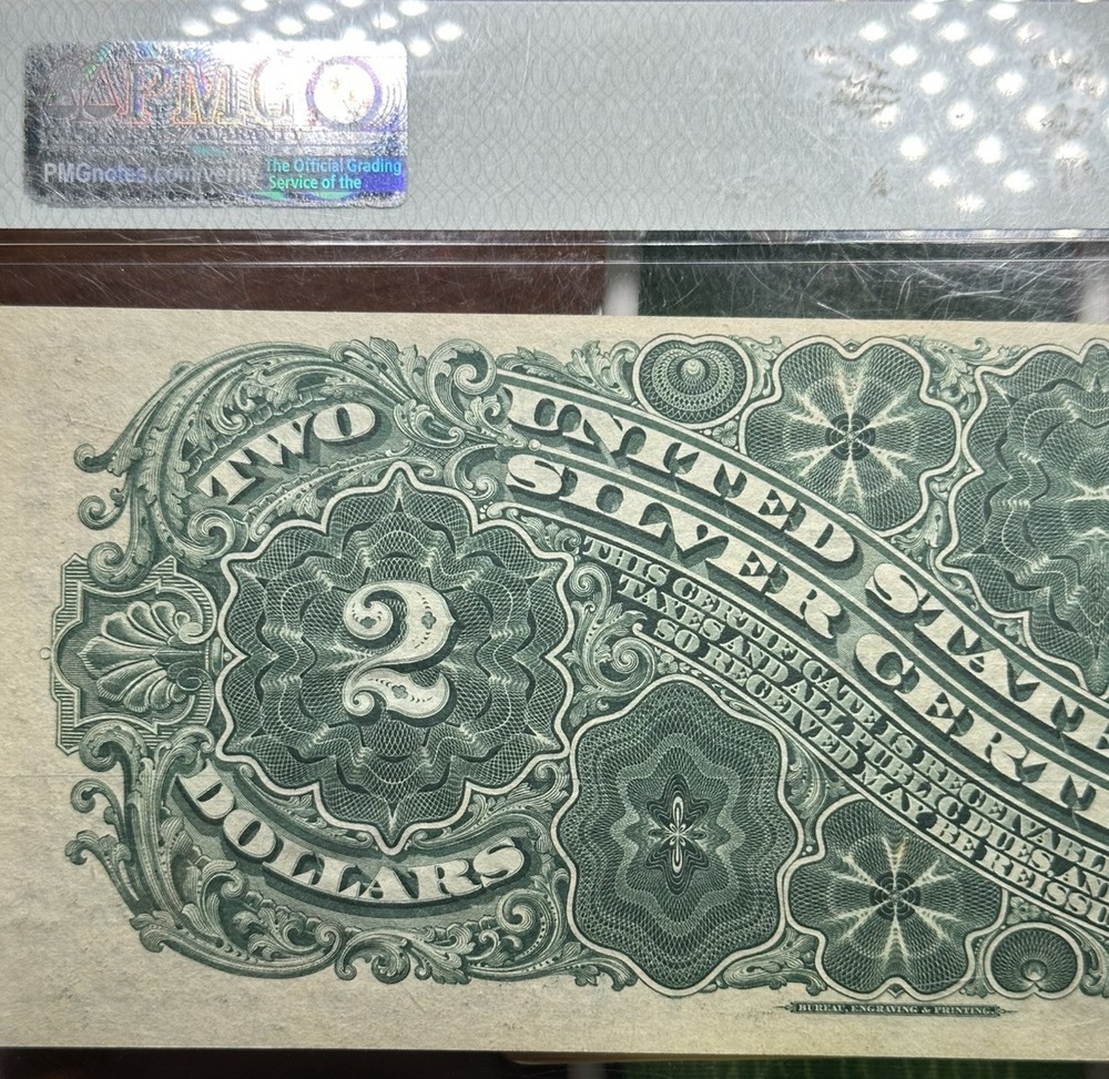 Pmg 1886 Silver Certiicate Ms 63 $2