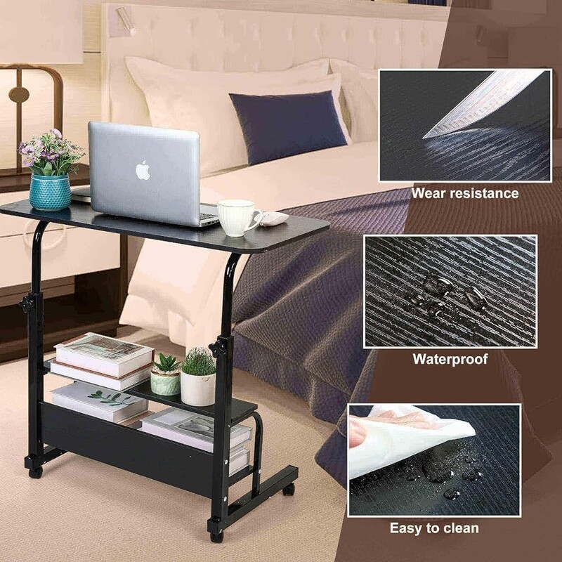 Adjustable Mobile Computer Desk Rolling Table W/ Wheels Home Office Study New