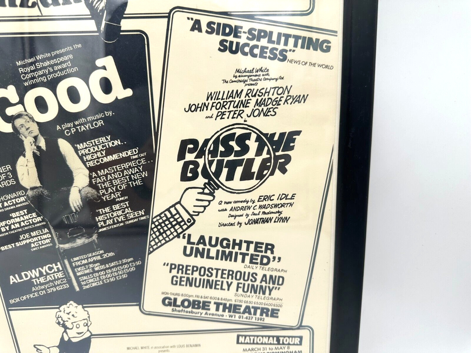 Rare VTG London Theatre Play Advertising Poster ~ 5 Plays 1982 ~ 22'' x 15''