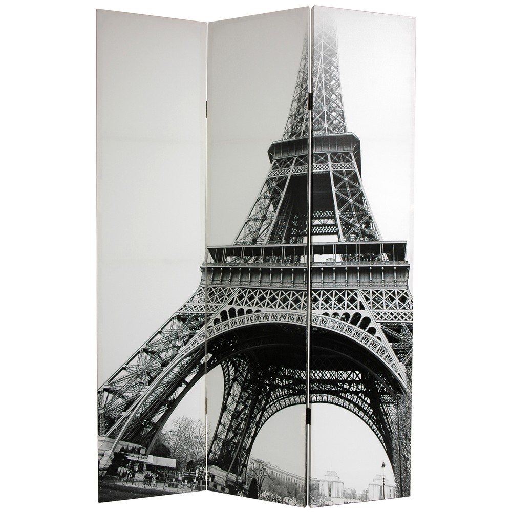 6 ft. Tall Double Sided Eiffel Tower Canvas Room Divider