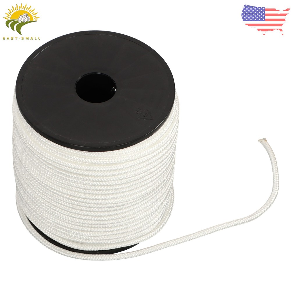 1/4" × 250' White Nylon Rope Sturdy Spool Solid Braid Rope Abrasion Resistance