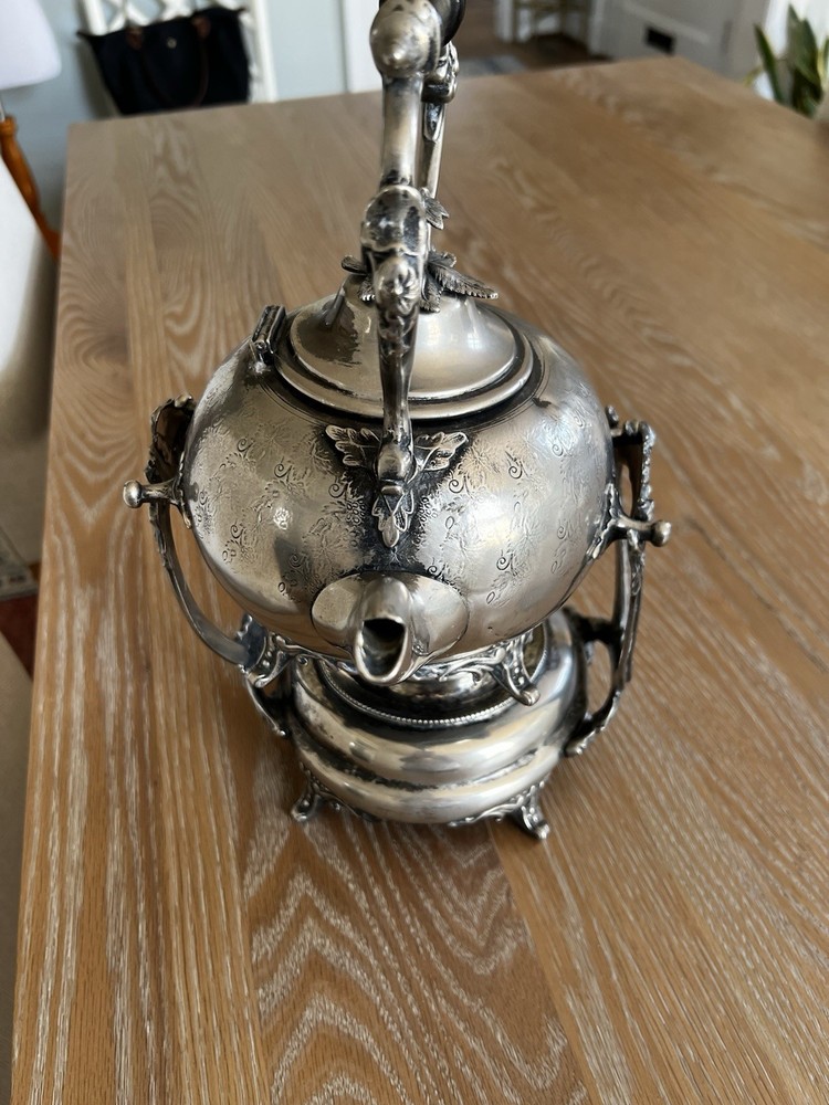 JD & Co Tea Pot Spirit Kettle Burner Wick Silver Plate