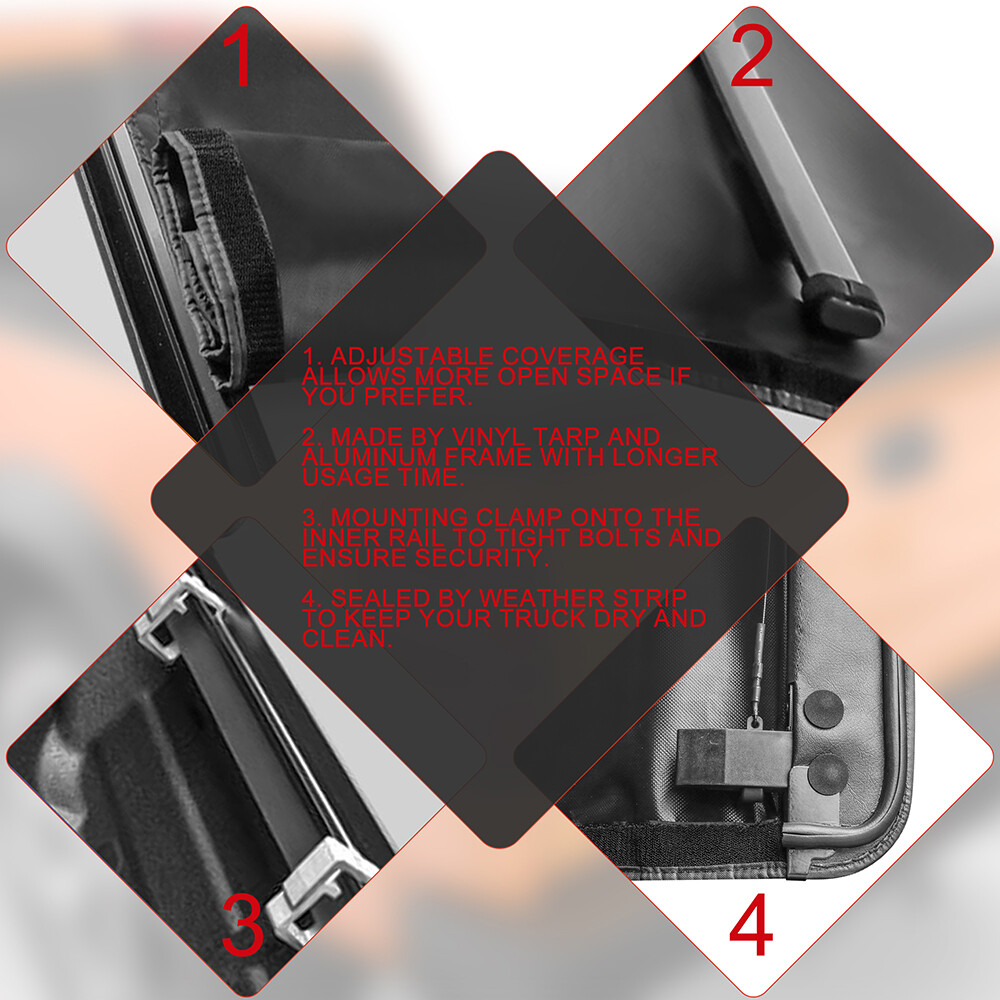 5.8FT Soft Roll Up Bed Tonneau Cover For 2014-19 Chevy Silverado/GMC Sierra 1500