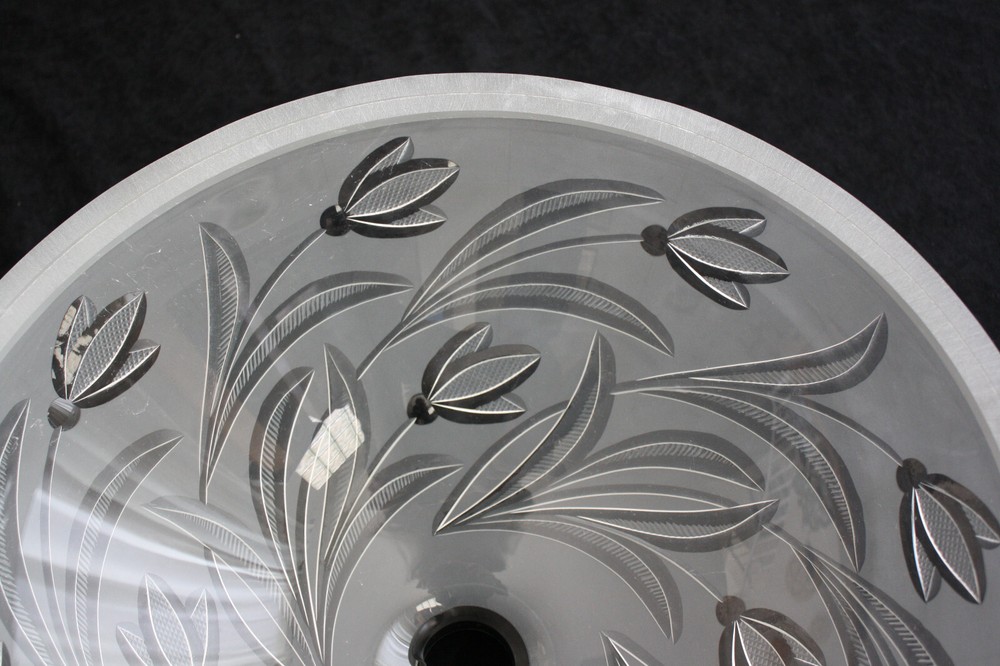 VITRAFORM Large Undermount Sink With Chrome Overflow Hardware Tulip Pattern