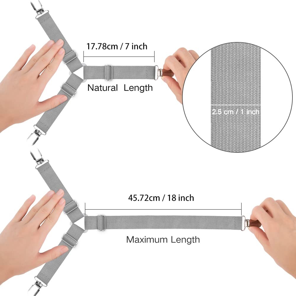 Fitted Sheet Holder Straps 4 Pack Adjustable Elastic Clips For All Bed Sizes