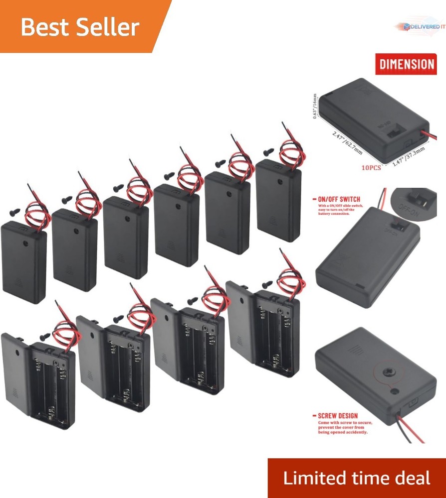 10 PCS AA Battery Holders with Switch for 3 Batteries Electronics Hobby