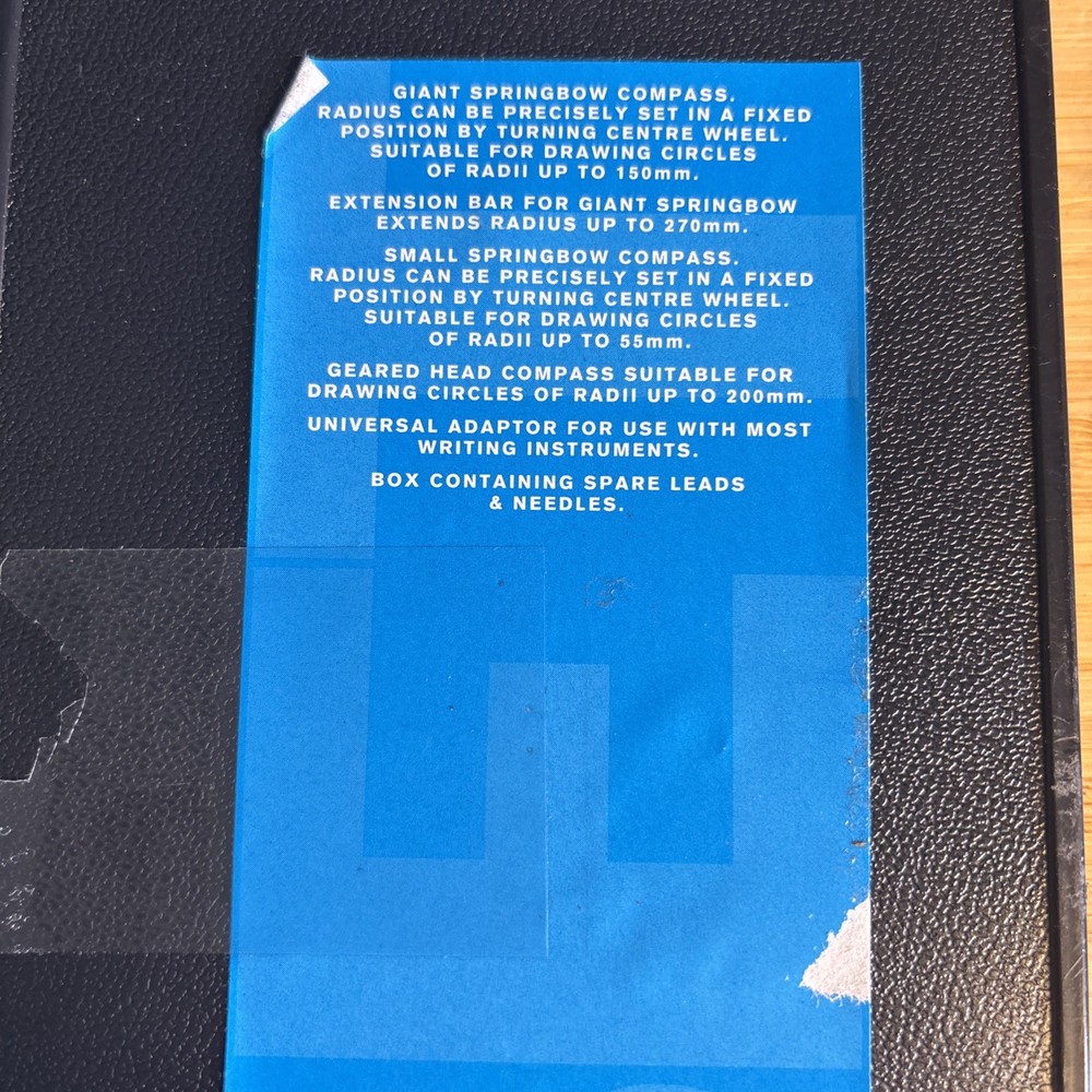 Technical Drawing Springbow/Geared Head compass set. Boxed. Complete VGC