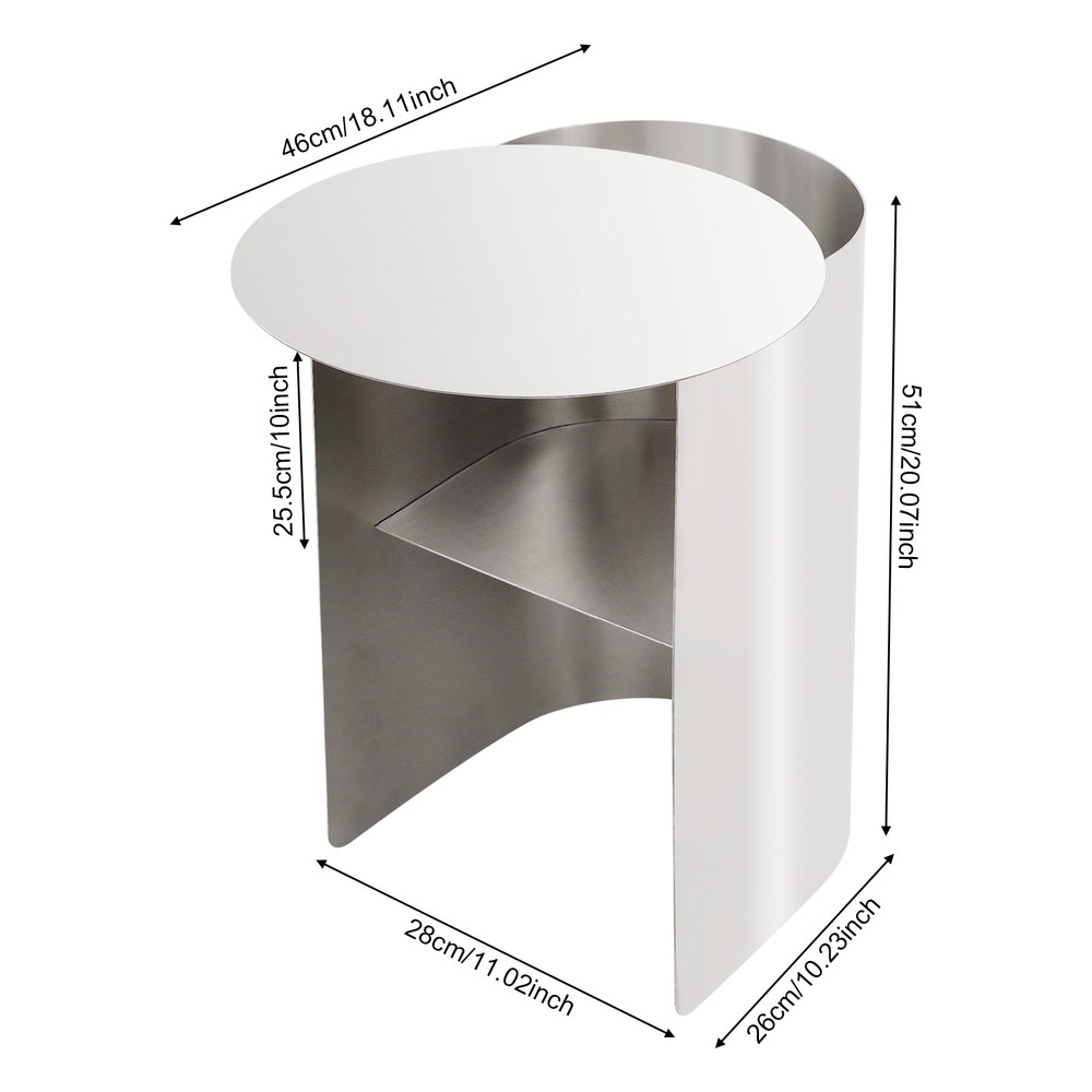 Silver Side Table For Home Sofa Side Stainless Steel Modern Accent Table