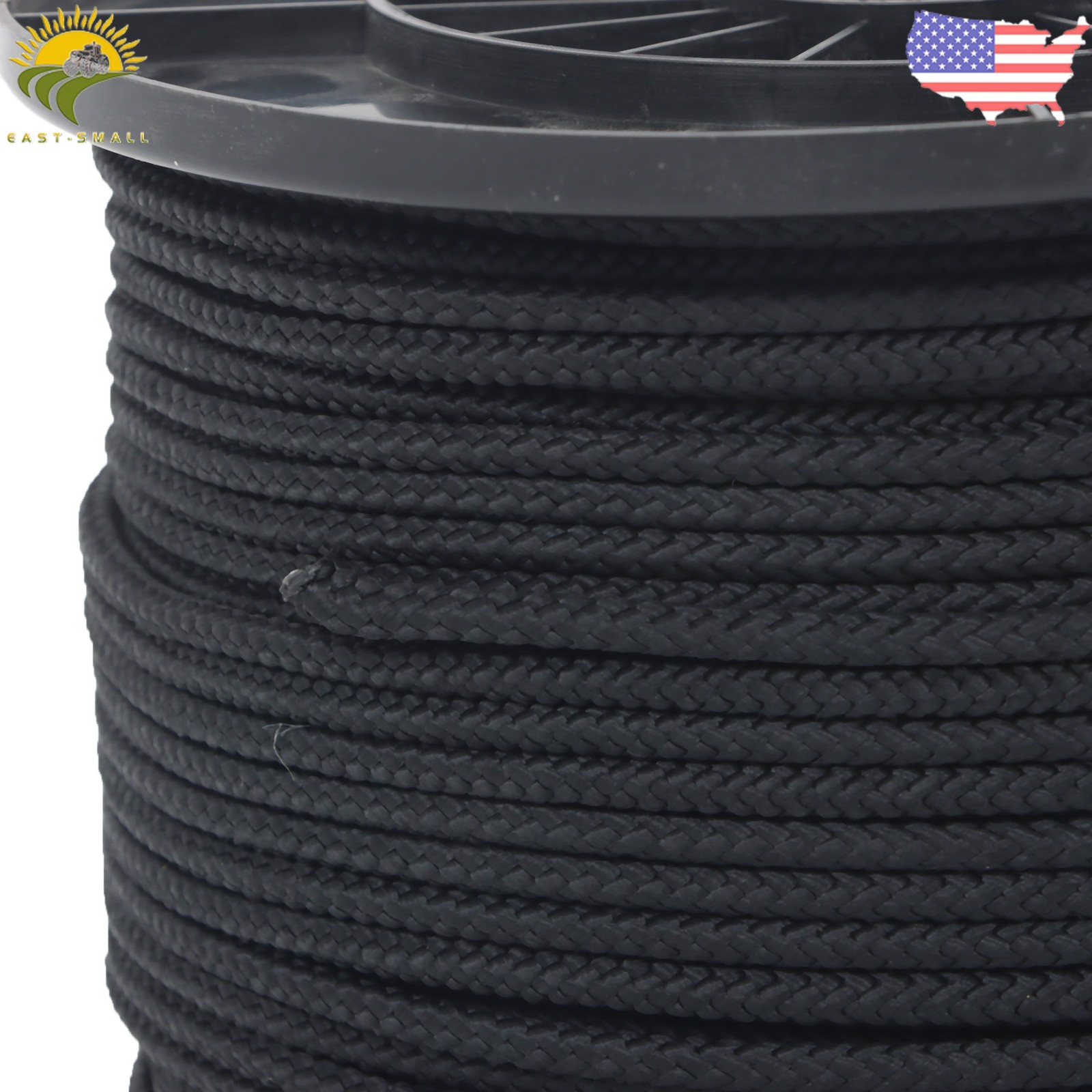 3/16" Black Dacron Polypropylene Rope 500 Ft Spool High UV & Abrasion Resistance