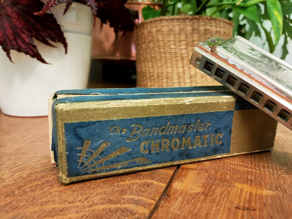 VINTAGE THE BANDMASTER DE LUXE CHROMATIC Harmonica With Box Untested