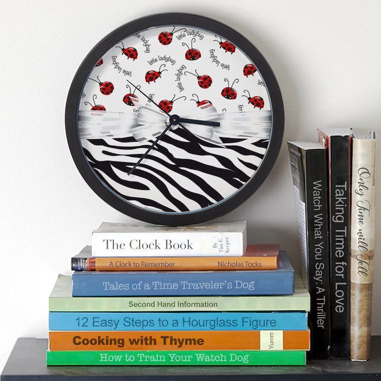 CafePress Ladybug Wild Side Unique Decorative 10" Wall Clock (881487461)