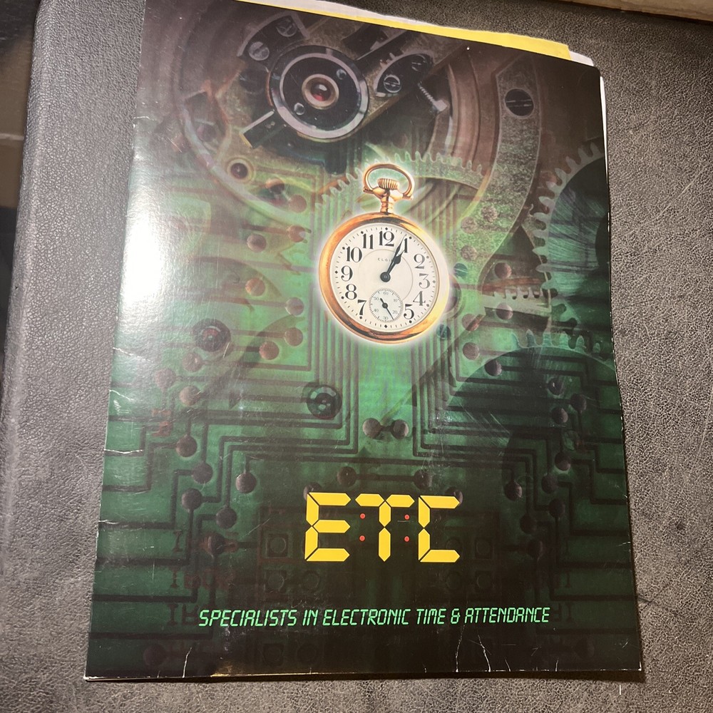 ETC MODEL 200 WORK TIME CLOCK CARD SWIPE JOB TRACKING SYSTEM WITH DISC INSTRUCT