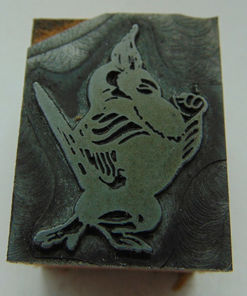 Printing Letterpress Printers Block Standing Bird Character