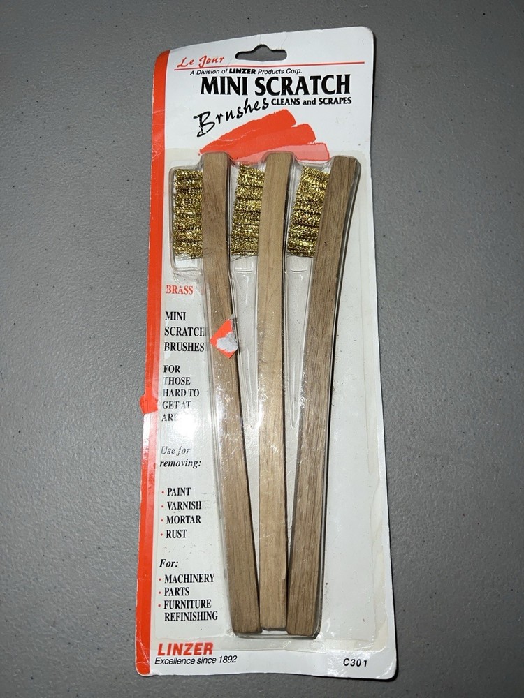 Le Jour Linzer Mini Scratch Brush Set 3-Pack Brass Wire Cleaning Brushes C301