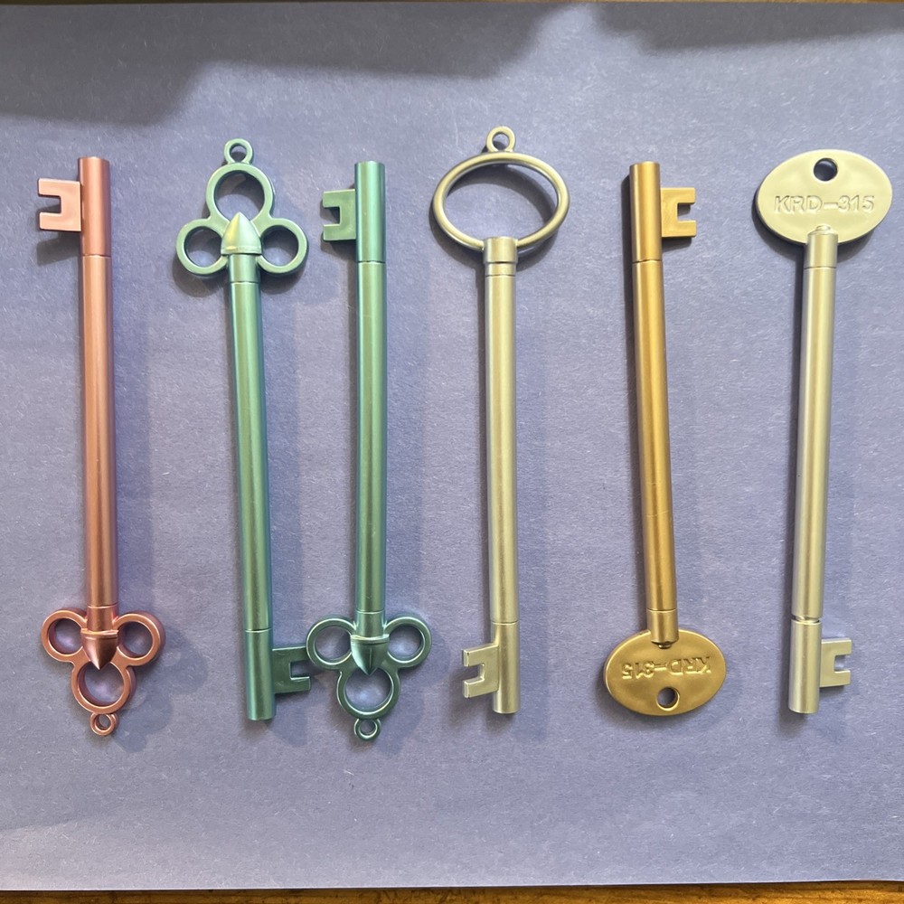 6 Key Shaped Pens Black Felt Tip