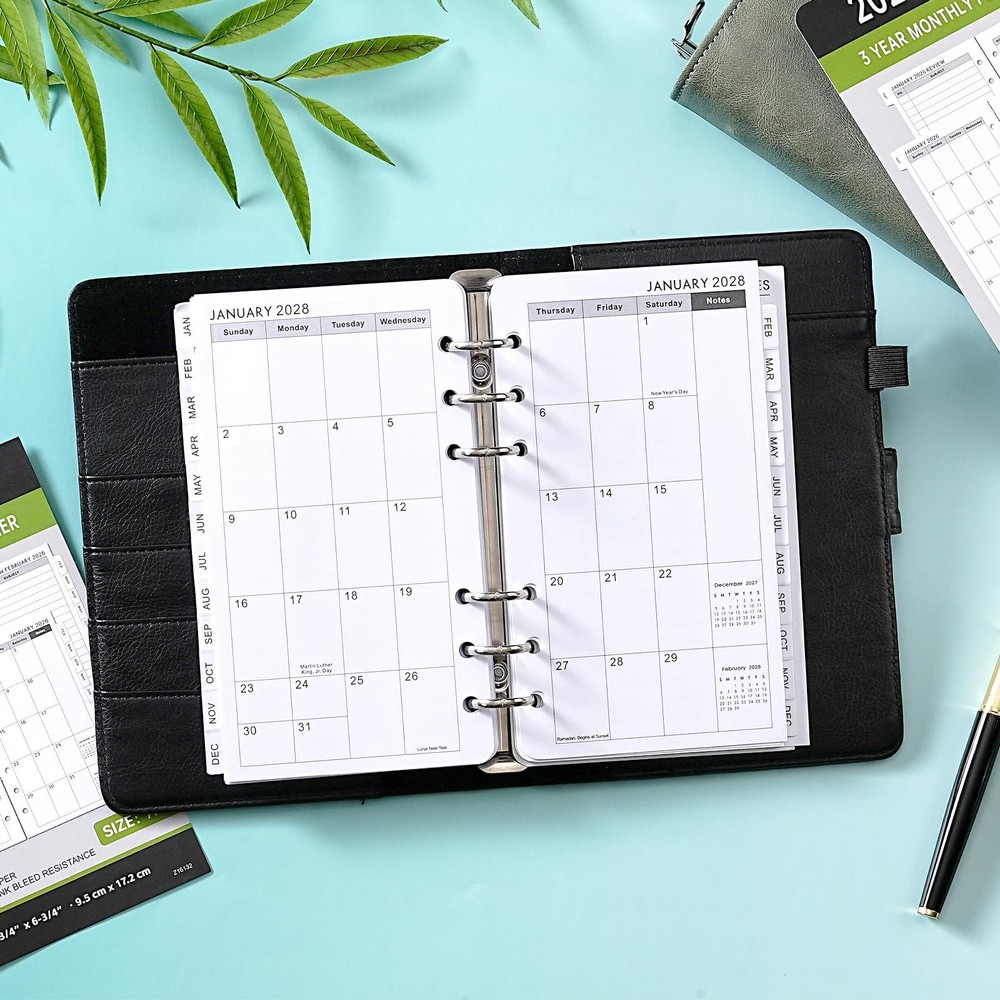 A6 Monthly Planner Refill 2026 to 2028 with Tabs