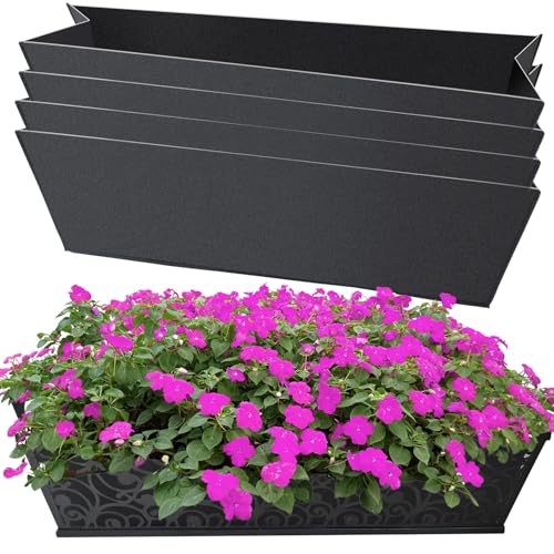 Rectangle Window Box Liner Felt Planter Basket Liner Insert Black 4PCS 24Inch