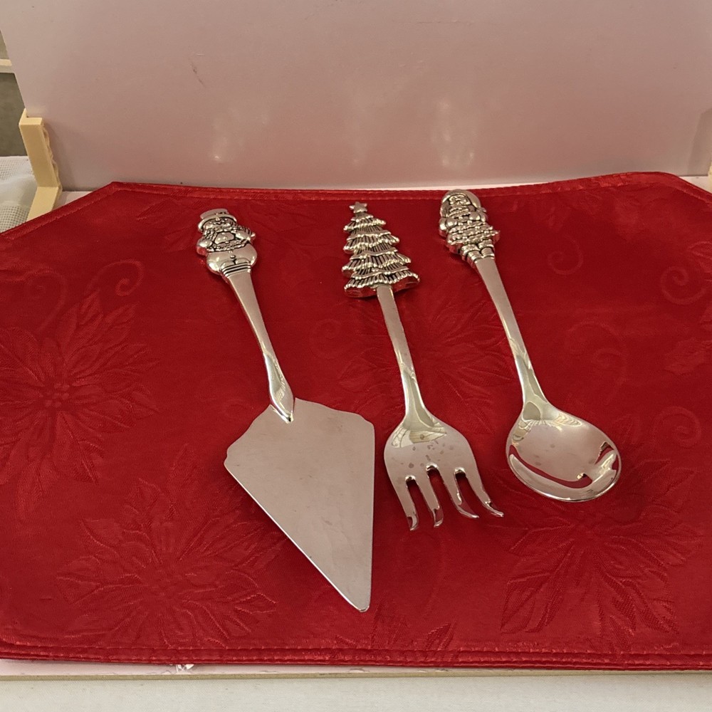 International Silver Co HOLIDAY JOY 3 PCs Christmas serving set