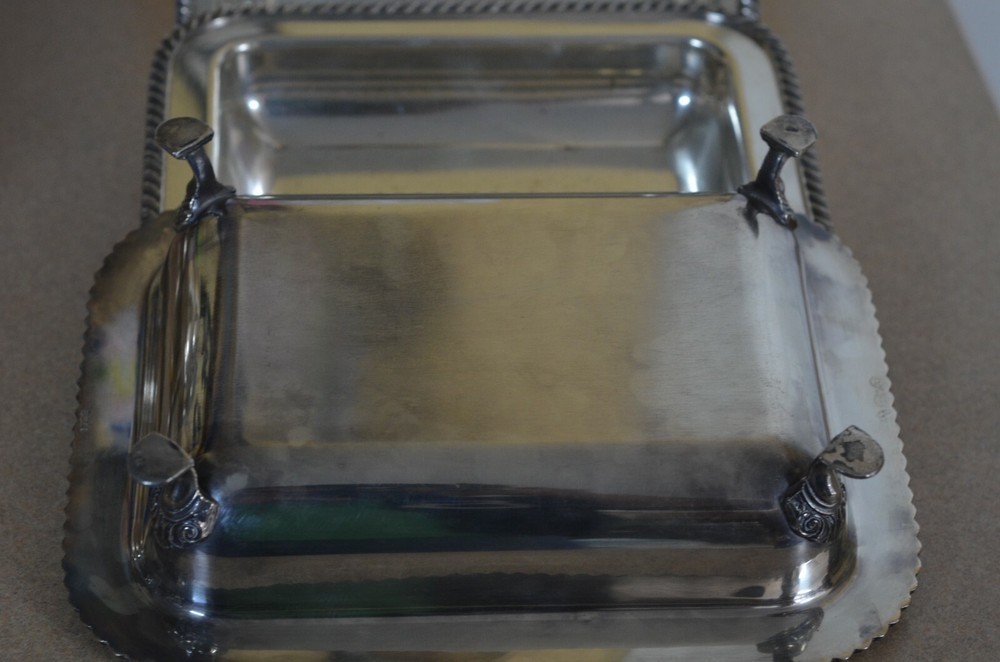 3 Piece Dish with Lid Footed Silver-plated Vintage