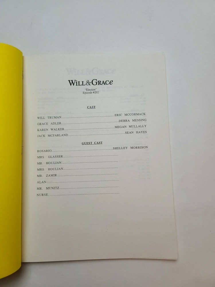 WILL & GRACE / Adam Barr 1999 TV Script, Eric McCormack & Lou Cutell "Election"