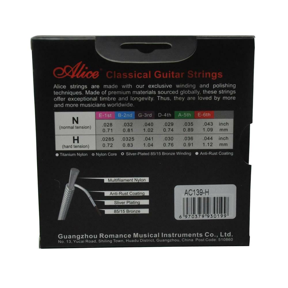 5Sets Alice Classical Guitar Strings H Tension Titanium Nylon Silver Plated 139H