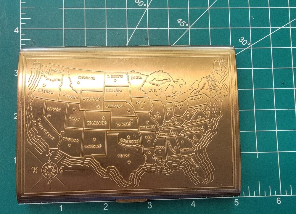 Vintage USA Map Cigarette Case