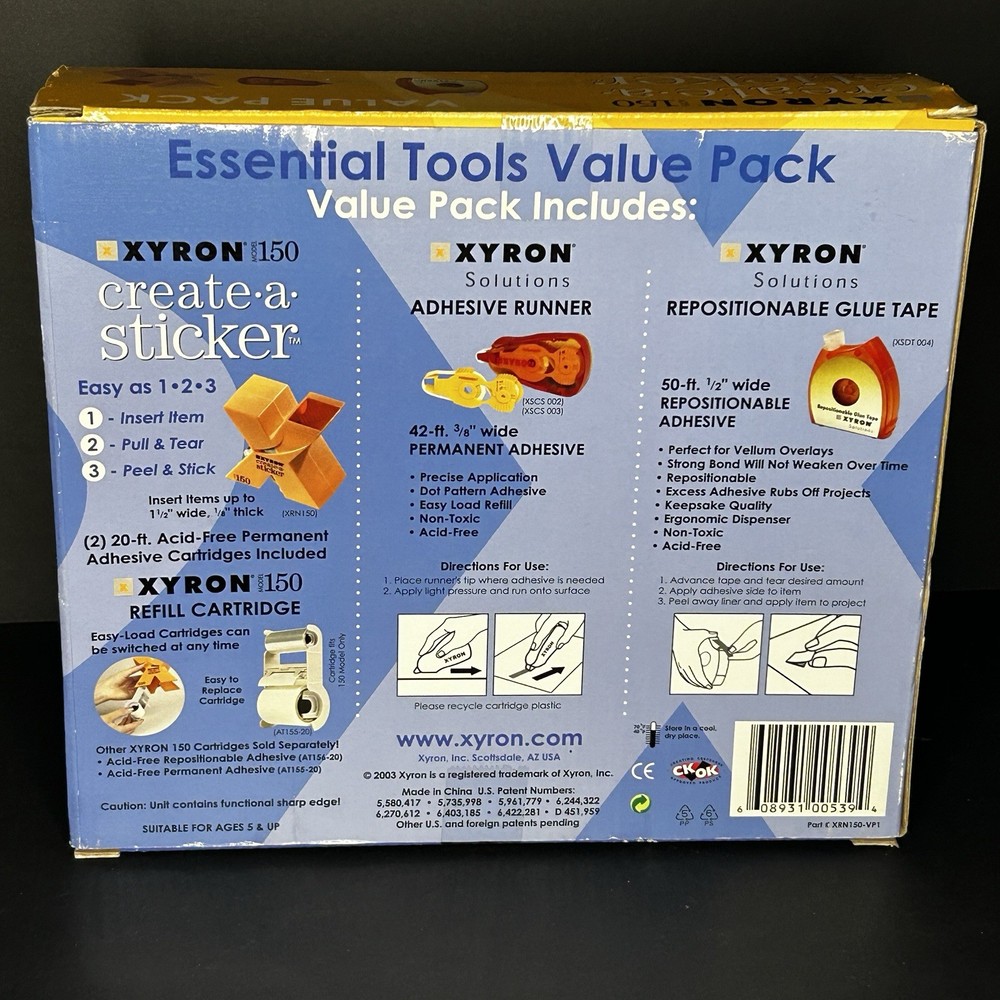 XYRON 150 CREATE A STICKER Essential Tools Value Pack - BRAND NEW UNOPENED!