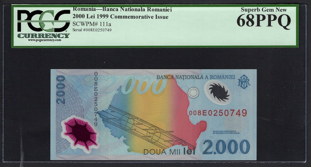 Romania 2000 Lei 1999 P111a "Commemorative Issue" Uncirculated Grade 68