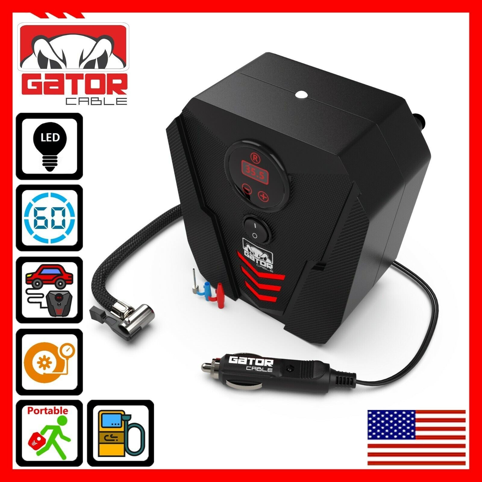 Car Tire Air Pump Inflator Compressor Digital Electric Auto Portable 150PSI 12V