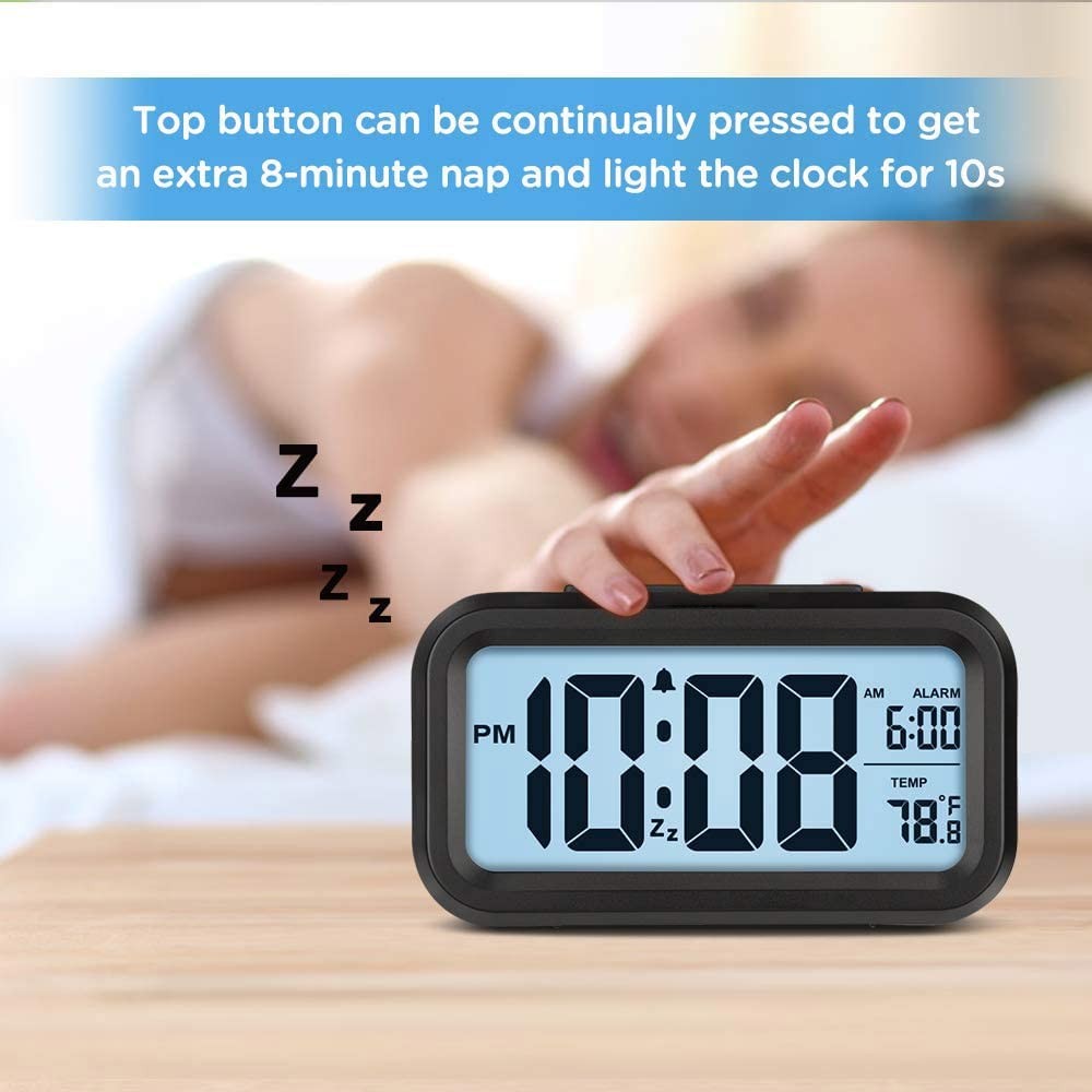 Digital Alarm Clock with Temperature Night Light Large LED Display