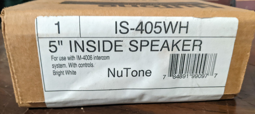 NuTone IS-405WH 5" Inside Speaker for IM-4006 Intercom System White