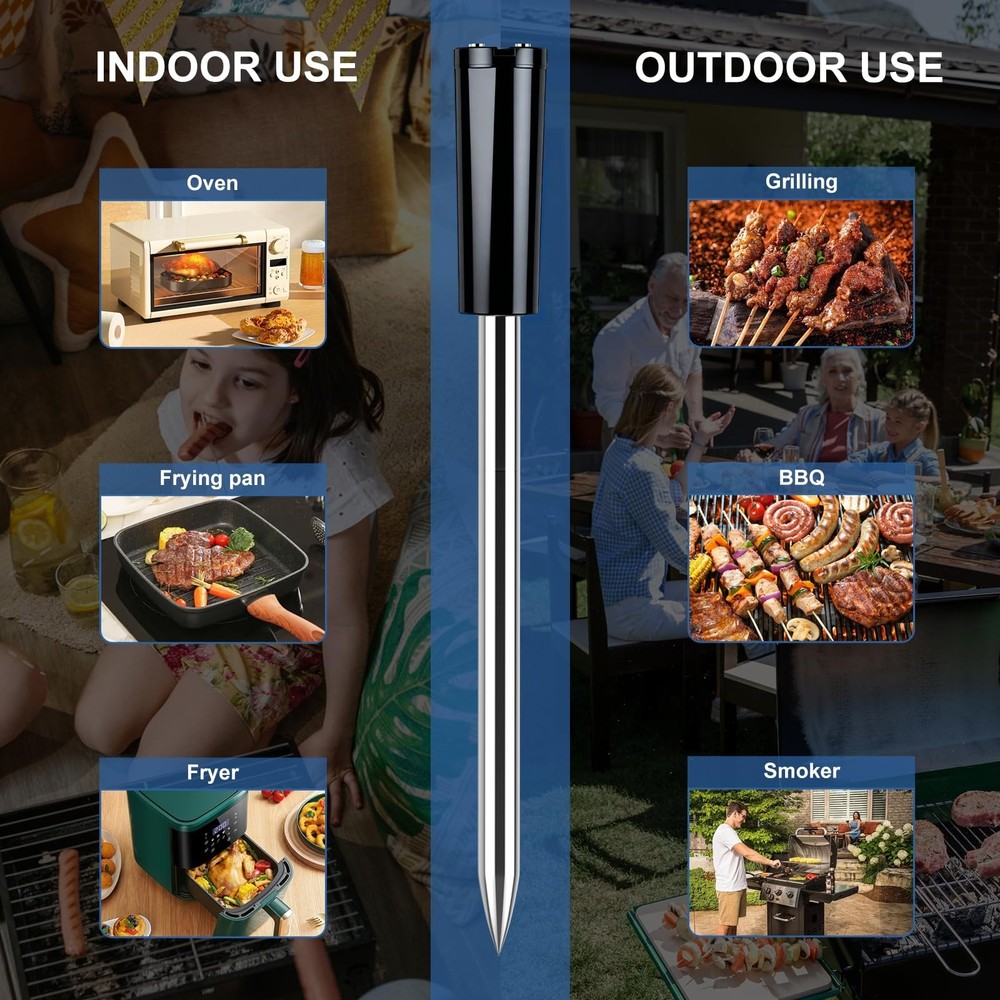 Wireless Meat Thermometer Bluetooth with Ceramic Probe: Waterproof Digital Ov...