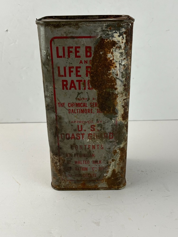 US Coast Guard Life Boat and Raft Rations Tin Malted Milk