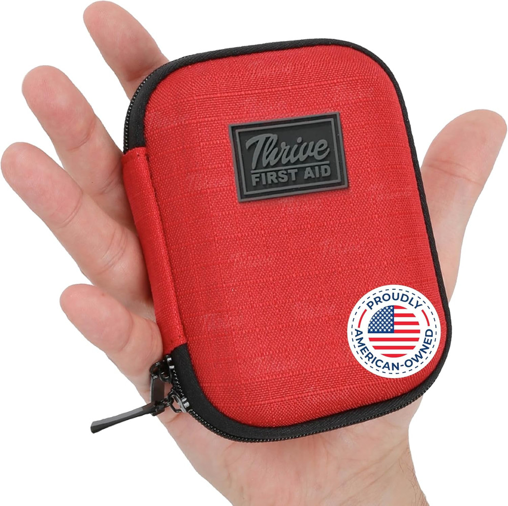 Thrive Mini First Aid Kit - Compact Travel Essentials Pack - Waterproof Camping