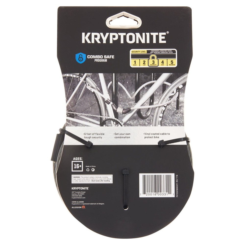 Kryptonite Resettable 12mm Combo Cable Bicycle Lock