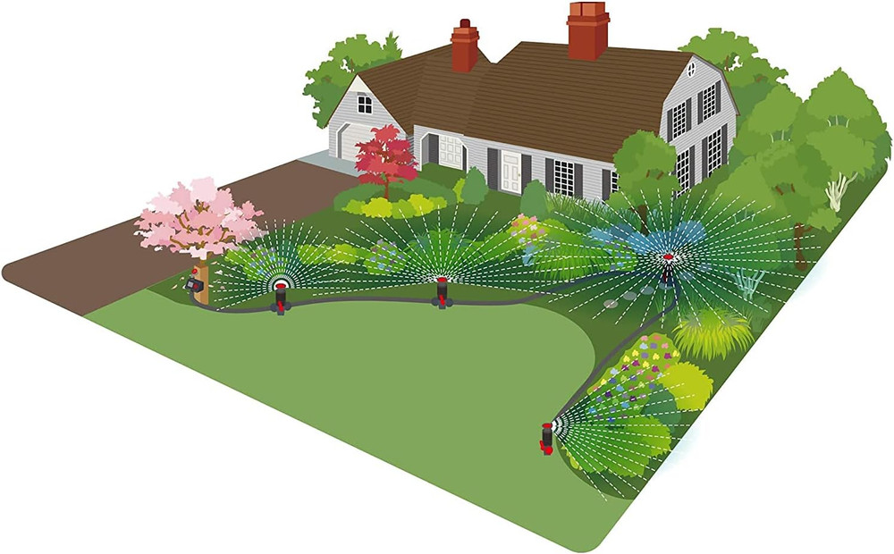 96093 Multi-Adjustable Flex Design Garden Sprinkler with Extension Set, Great fo