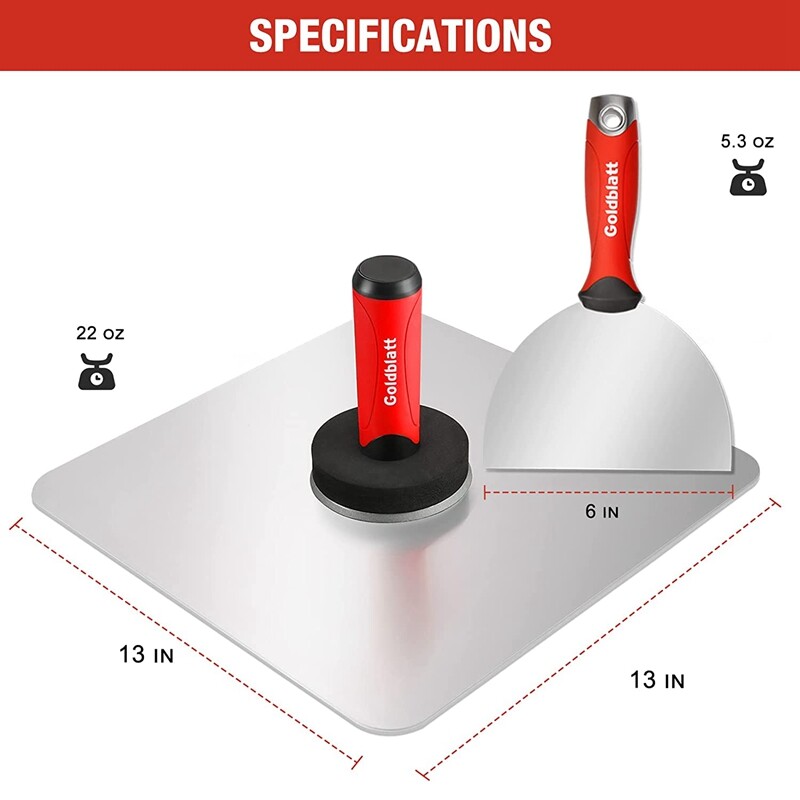 Goldblatt 2PCS Drywall Hand Tool Kit 13" Hawk 6" Stainless Steel Joint Knife Set
