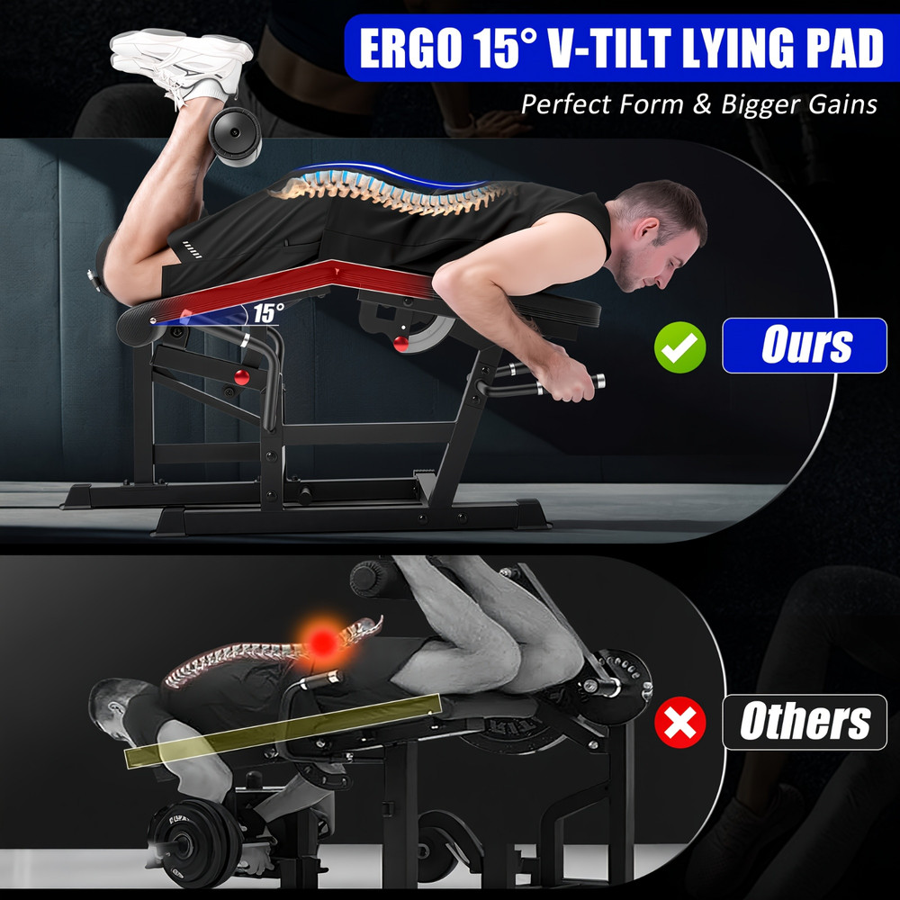 Fitness Adjustable Leg Extension &Curl Machine with Cable System 700LBS Capacity