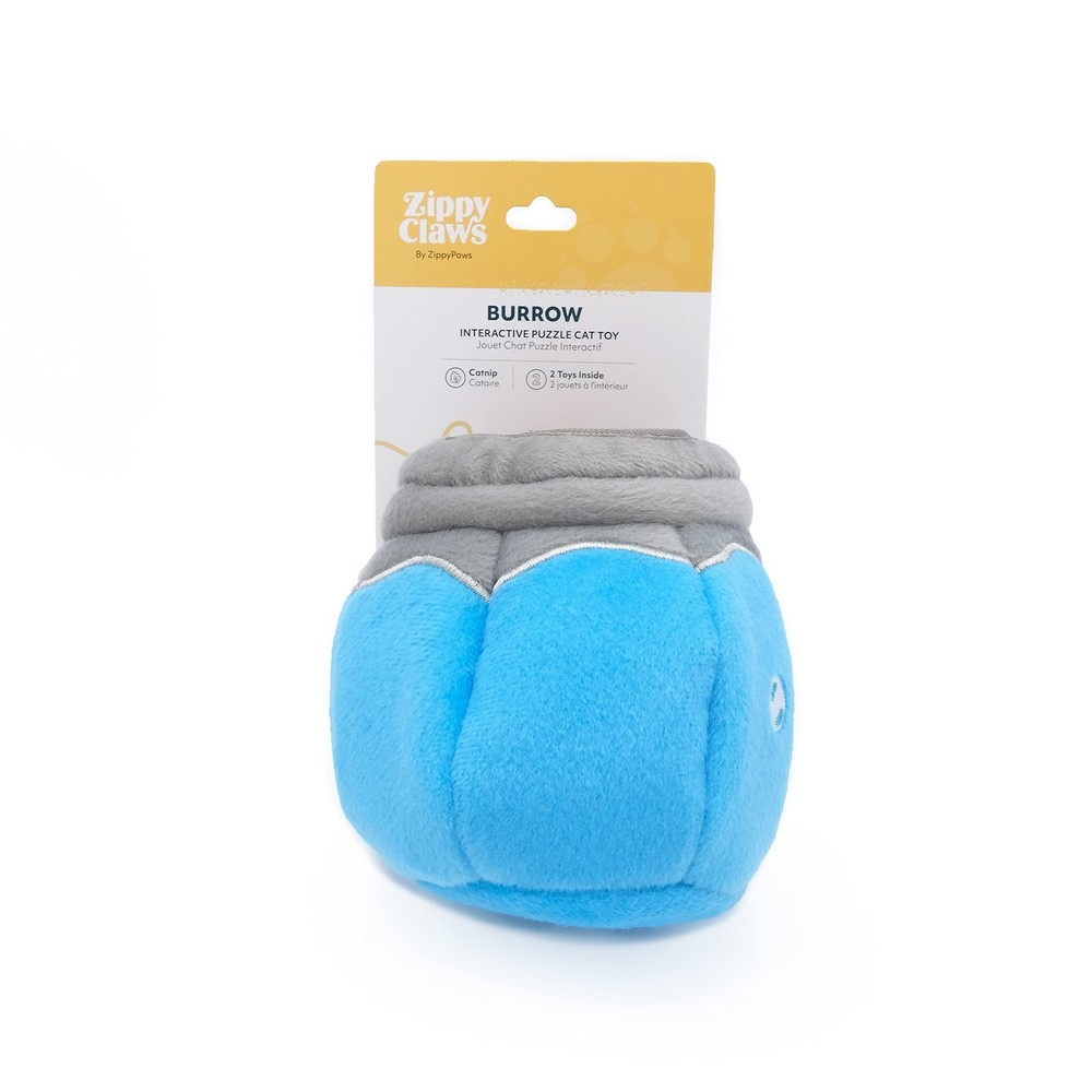 ZippyClaws Burrow - Interactive Plush Cat Puzzle Toy One Size, Multicolored