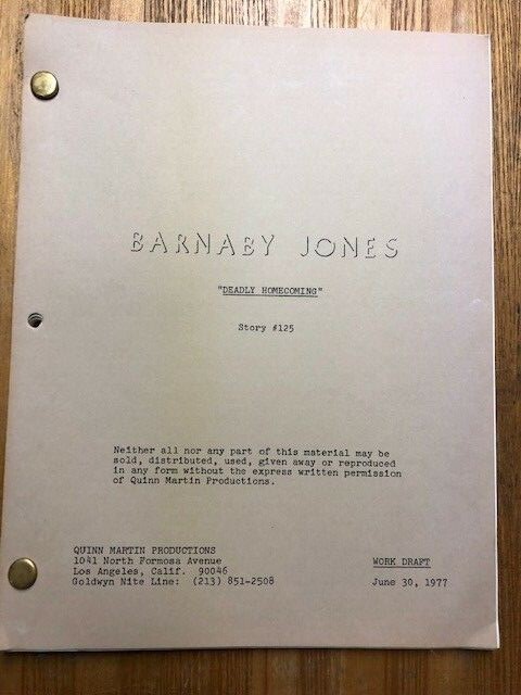 BARNABY JONES TV SCRIPT 1977 " DEADLY HOMECOMING"