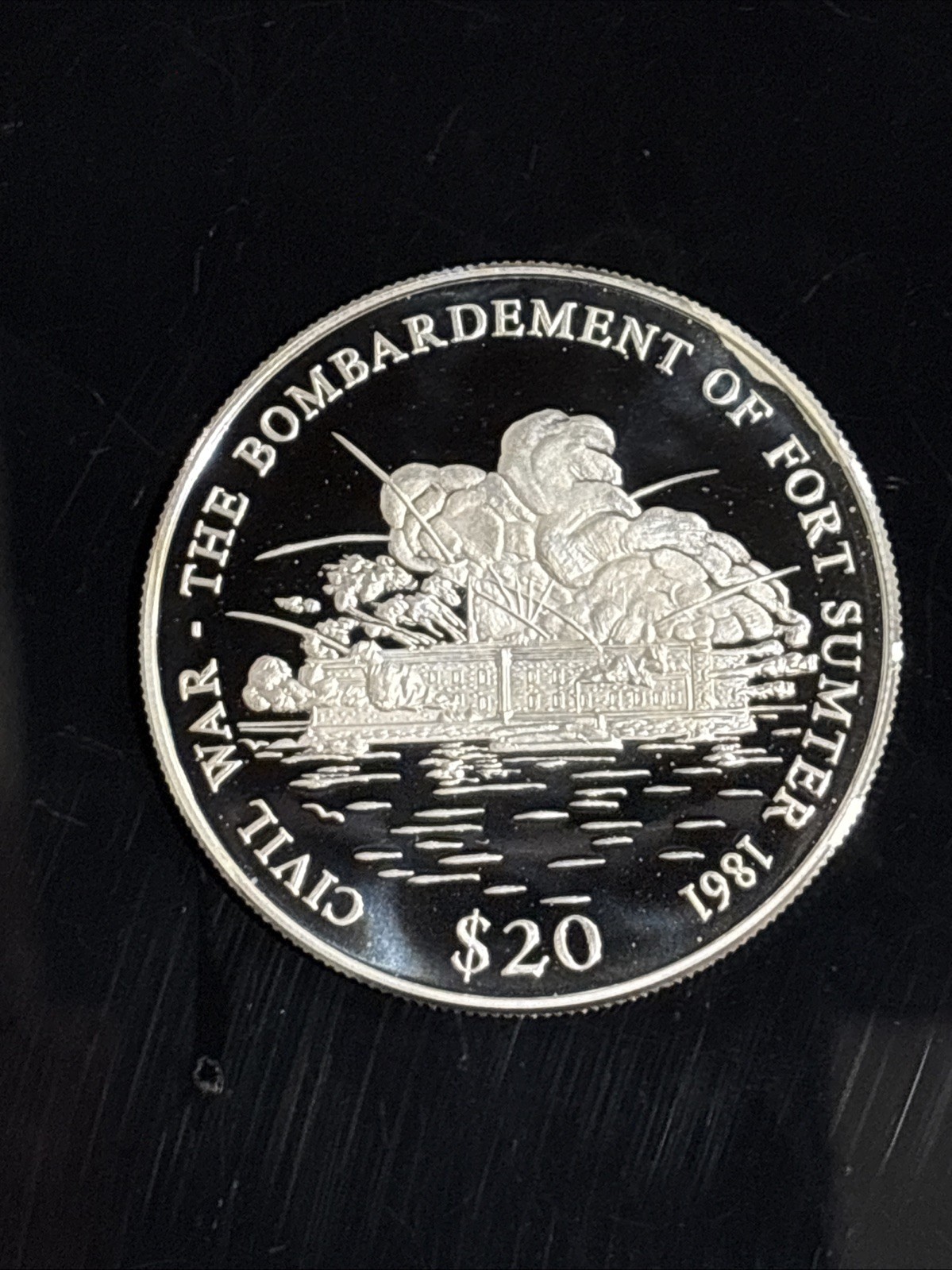 2000 LIBERIA $20 BOMBARDMENT OF FORT SUMTER 1861 .999 SILVER PROOF # 08507