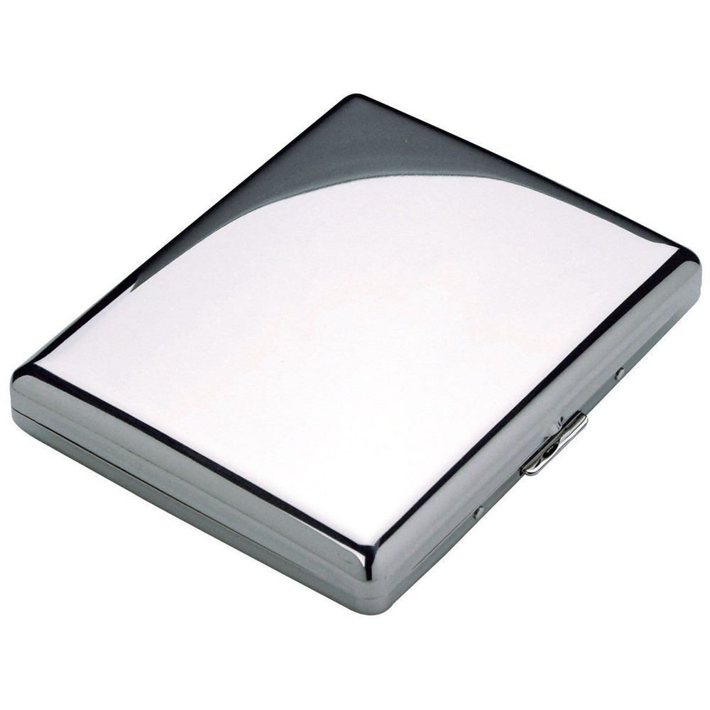 Plain Silver Cigarette Case 100mm 20 Slots Long Size Used