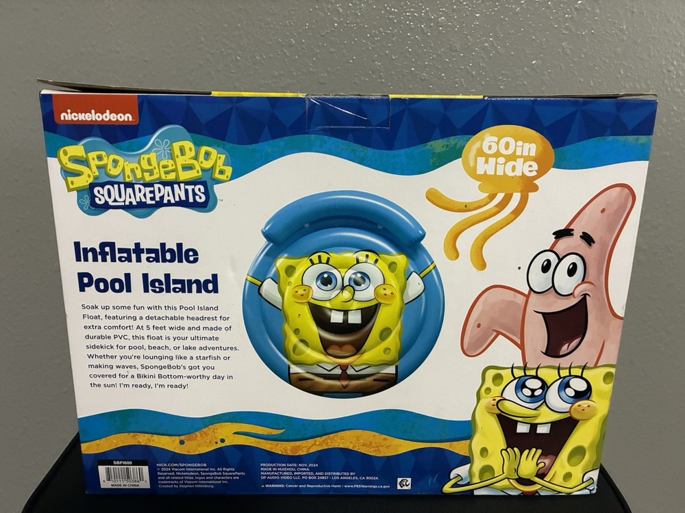 SpongeBob Square Pants 60in Wide Inflatable Pool Island