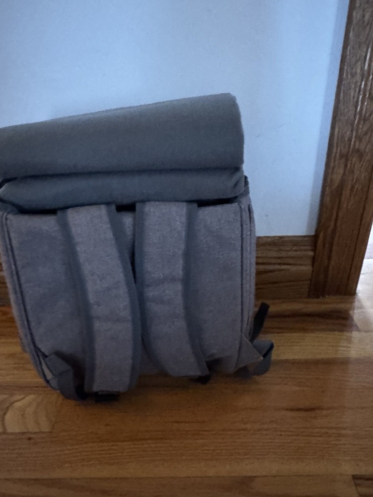 Insulated Gray Picnic Backpack with Blanket, Zipper Closure, Solid Fabric
